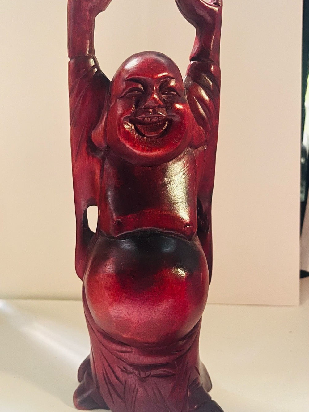 Red Laughing Buddha Statue - Decorative Home Art